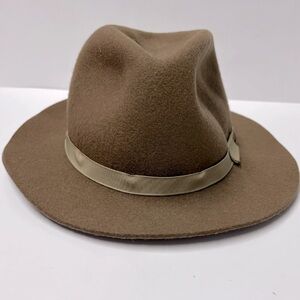 VTG L L Bean Brown Felt Fedora Dad Hat Made In England Grosgrain Ribbon Unisex